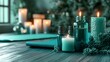 © Laily - Serene Teal Spa Setting, Candles, Oils, and Yoga Mat