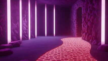 Poster - Ethereal pink light illuminating a mysterious tunnel creating a dreamlike atmosphere and ambiance