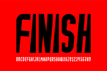 Fototapete - Finish line. Sport style font, alphabet letters and numbers vector illustration