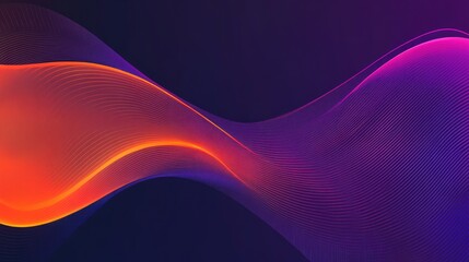Poster - Abstract flowing wave design with vibrant orange and purple hues on a dark background