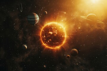 Wall Mural - solar system with planets astronomy universe outdoors.