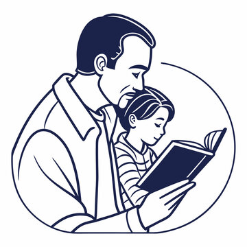 Dad Reading Book   vector graphic perfect for shirts, mugs, cards & Father's Day gifts.