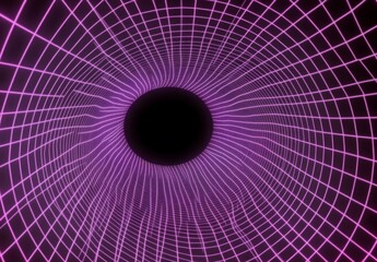 Poster - A 3D render of a modern night setting with empty shapes, disco abstract lines, and a blue gradient ceiling showcases a futuristic room style that incorporates pink laser, ultraviolet, and neon light