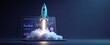 © Studio Nova - The rocket launching from a laptop symbolizes digital growth and innovation.