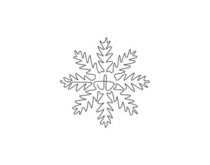 Fototapete - Continuous one line drawing of snowflake. One line drawing illustration of snowflake falling. Christmas and winter concept single line. Editable outline
