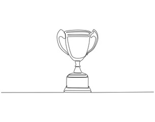 Fototapete - Continuous one line drawing of trophy. One line drawing illustration of trophy cup. Winner achivement concept single line. Editable outline