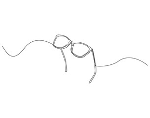 Fototapete - Continuous one line drawing of glasses. One line drawing illustration of modern sunglasses. Eye protection concept single line. Editable outline