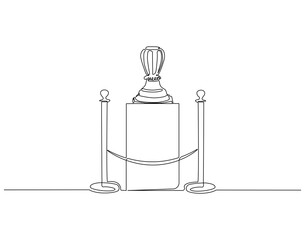 Fototapete - Continuous one line drawing of rare clay vases displayed on museum. One line drawing illustration of rare vases. International museum day concept single line. Editable outline