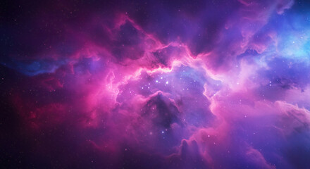 Wall Mural - Cosmic Nebula Purple Pink Hues Space Background Galaxy Starscape