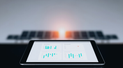 Poster - Data insights in tablet: A tablet with a modern, sleek design displays a data visualization dashboard.