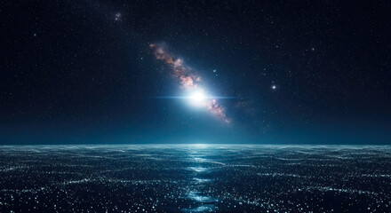 Wall Mural - celestial ocean serenity milky way starry night seascape