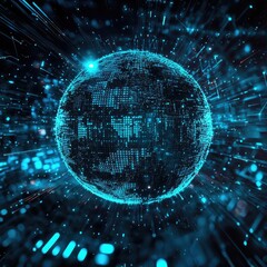 Poster - Digital globe, interconnected data network, global technology