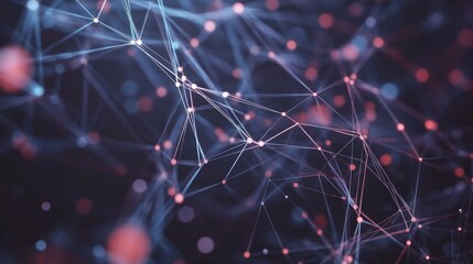 Aufkleber - Abstract network visualization; glowing nodes & lines forming complex connections in dark space