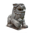 © wannasak - Isolated ancient stone Chinese lion sculpture, a monument of Asian art and culture Isolated on white background