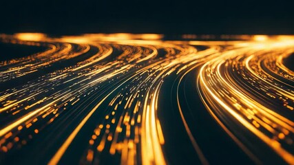 Poster - Busy highway at night with colorful light trails creating dynamic patterns in the dark sky above