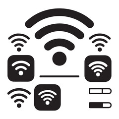 Fototapete - A vector illustration of a wifi icon sheet with multiple wifi symbols.