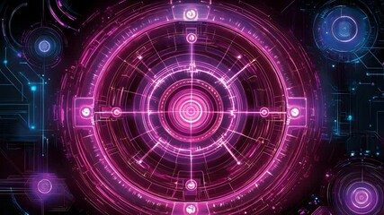 Poster - Futuristic technology background with abstract patterns and neon lights creating a sci-fi atmosphere