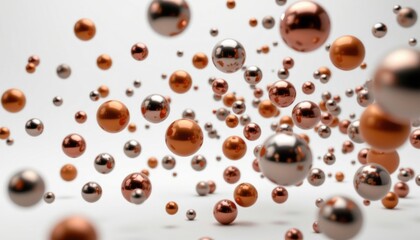 Poster - A vibrant, dynamic collection of metallic spheres floating mid-air, creating an intriguing visual spectacle. The spheres are diverse in color, size, and the play of light and shadow.