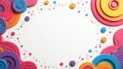 Aufkleber - Abstract background with colorful design elements. A vibrant frame of abstract circles and dots creates a joyful visual border