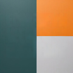 Aufkleber - Abstract color block background with green orange and white modern design art