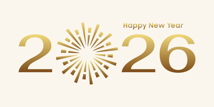 Luxury New Year 2026 Logo with Gold Numbers. New Year Greeting Card. Event, Celebration