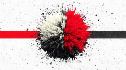 Poster - Vivid Explosion, a striking visual of a singular burst, showcases dynamic energy and impact, using a limited color range for a powerful, minimalist effect.