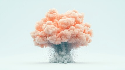 Poster - Anime-inspired city pop scene featuring a dramatic volcanic eruption explosion on a pristine white backdrop, showcasing vibrant colors and dynamic energy in a minimalist setting.
