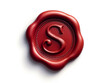 © figi - Red wax seal with white letter S, isolated for branding, letterheads, or official vintage style. Generative AI