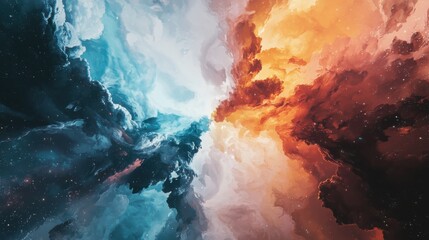 Poster - Dynamic celestial clash vibrant sky artwork digital art abstract environment aesthetic perspective