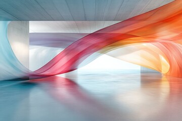 Poster - Dynamic color flow event in modern architecture abstract design studio environment aesthetic viewpoint