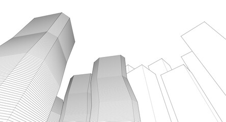 Fototapete - abstract architecture city 3d illustration background	
