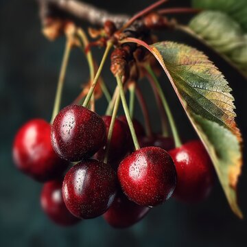 some Red Cherry Berry Fruits on a tree