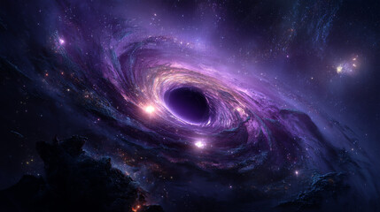 Wall Mural - Nebula transparent vector galaxy star vector background. Spiral milky way abstract cosmic light in galactic system. Realistic andromeda glow with black hole and glitter mystery purple twist illusion.