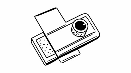 Poster - Illustration of a flip phone with a circular button and a screen with dots on a white background created with generated ai