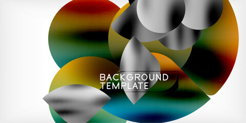 Poster - Abstract colorful circles overlap, creating dynamic visual effect. Gradient shades blend smoothly, forming modern background template.