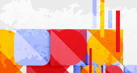Aufkleber - Abstract geometric composition. Rectangles, lines create textured background. Bright colors dominate design. Modern art style.