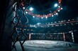 © Oleh - Empty fighting ring behind metal cage in blurred stadium lights