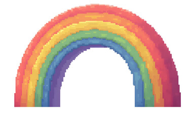 Poster - Pixelated rainbow arch with vibrant colors in digital art style