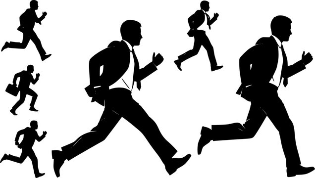 Business man run vector silhouette
