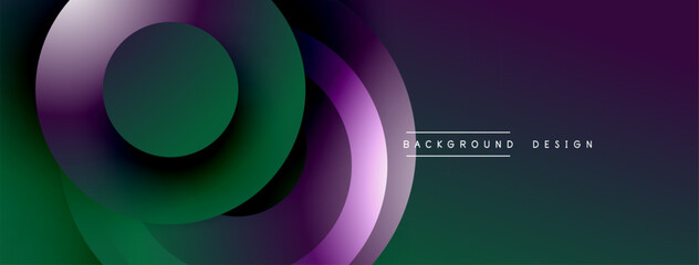 Aufkleber - Abstract geometric composition. Overlapping circles create dynamic gradient effect. Purple, green hues dominate design. Modern aesthetic.