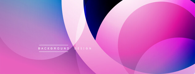 Poster - Abstract background features overlapping circles, gradients. Pink, purple, blue hues create modern visual effect. Text reads background design.