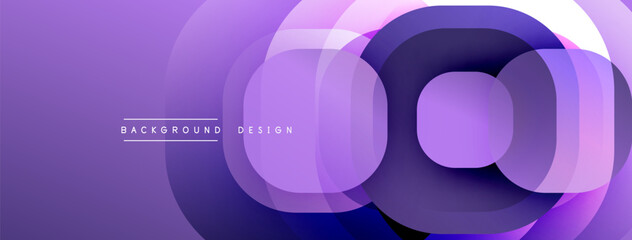 Poster - Abstract purple layers create dynamic circular design. Modern background with text elements, smooth gradients, visual appeal.