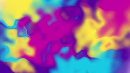Poster - Abstract animated background with vibrant fluid shapes and soft gradient transitions in pink, yellow, cyan, and purple tones, perfect for ads, creative digital design, motion visuals, or presentation