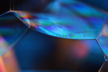 Poster - Blue liquid structure, connection lines, glossy surfaces, scientific abstraction, molecular structure 