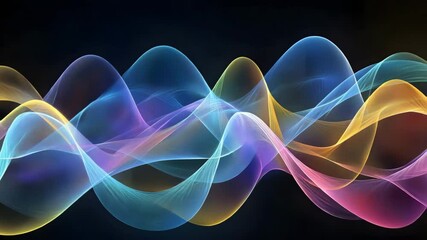 Fototapete - Vibrant and colorful wave of light flowing through a dark background creating an abstract design