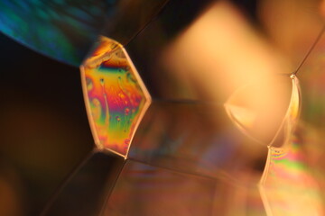 Poster - Green liquid surface, green Reflections of liquid in macro,, bubbles in macro, connection of bubbles in macro, cell from liquid, dark background, glossy surface