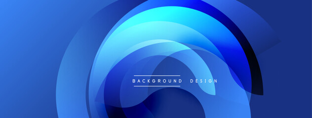 Poster - Abstract blue layers create circular design. Gradient shades suggest depth, modern aesthetic. Text reads background design.
