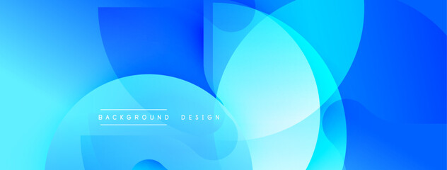 Poster - Abstract blue background. Overlapping circles create dynamic visual effect. Modern design suitable for banners, websites.