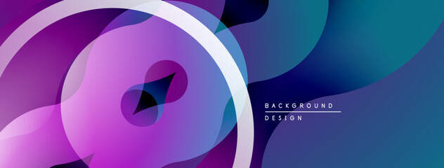Poster - Abstract fluid shapes, vibrant purple, blue gradients. Modern design, smooth transitions, dynamic composition. Minimalist aesthetic, elegant backdrop.
