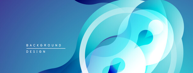 Aufkleber - Abstract blue background. Overlapping shapes create dynamic flow, modern aesthetic. Smooth gradients, clean design.